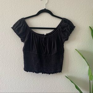 Me to We Off the Shoulder Crop Top | Black, M